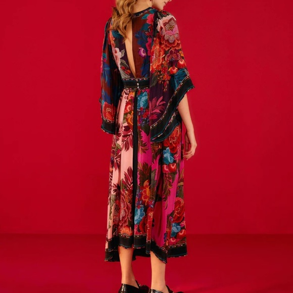 Farm Rio Flower Scarves Maxi Dress Small - Picture 8 of 13